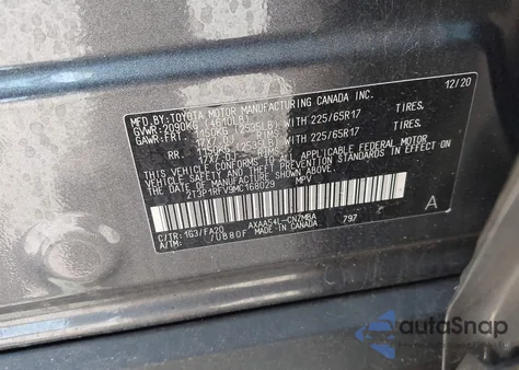 2021 Toyota Rav4 Xle из США, поврежденный, VIN 2T3P1RFV9MC168029